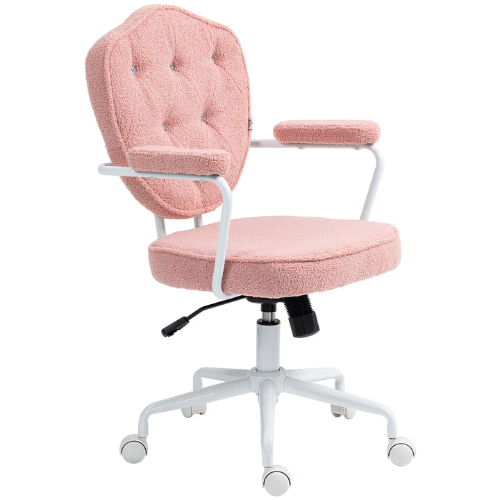 Smuk kontorstol med knaplukning, blødt betræk, højdejusterbar, pink