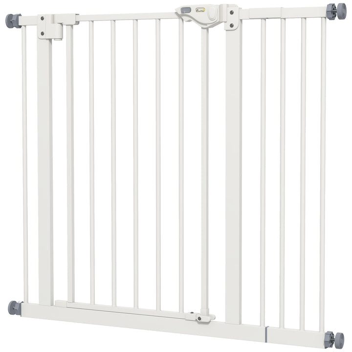 Hundegitter, kæledyrsgitter, metal, plast, 74-80/87-94 cm, hvid