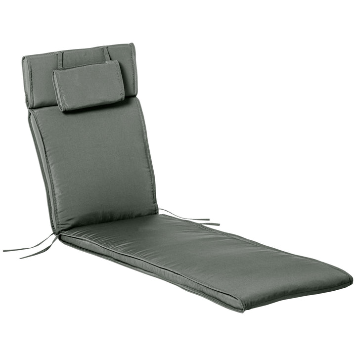 Liggehynde, haveliggestol med aftagelig nakkestøtte, betræk af polyester og bomuldsfibre, grå, 198 x 53 x 5 cm