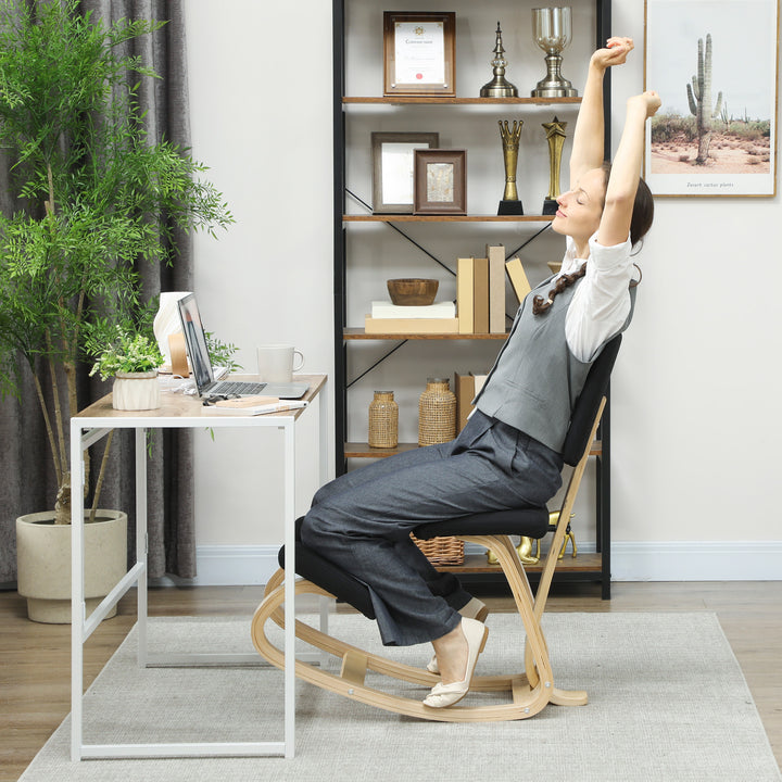 Ergonomisk knælestol, knælestol, sundhedsstol til hjemmet, kontoret, meditation, sort
