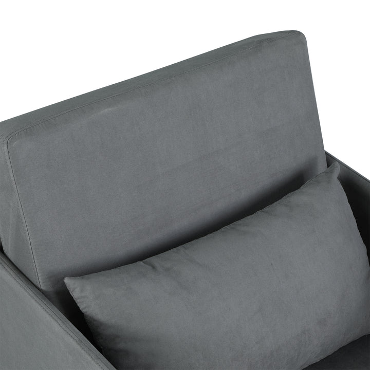 Sovesofa enkeltsofa vaskbart betræk 2 sidelommer pude metalgrå 70 x 76 x 77 cm