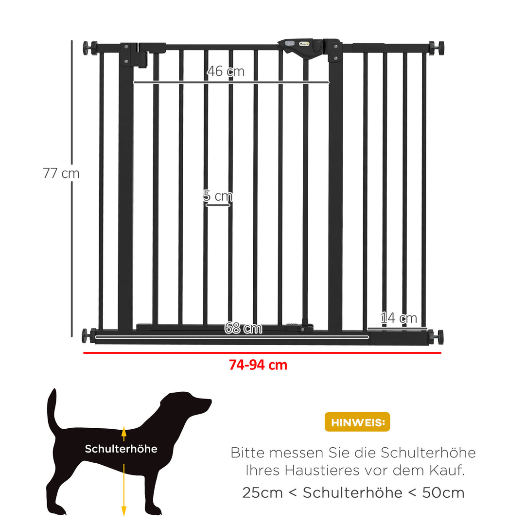 Hundegitter, kæledyrsgitter, metal, plast, 74-80/87-94 cm, sort
