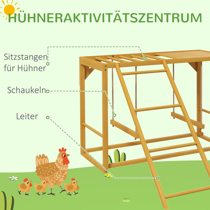 Kyllingelegestruktur med gynger og stige, til 3-4 kyllinger, træklatrestativ til kyllinger
