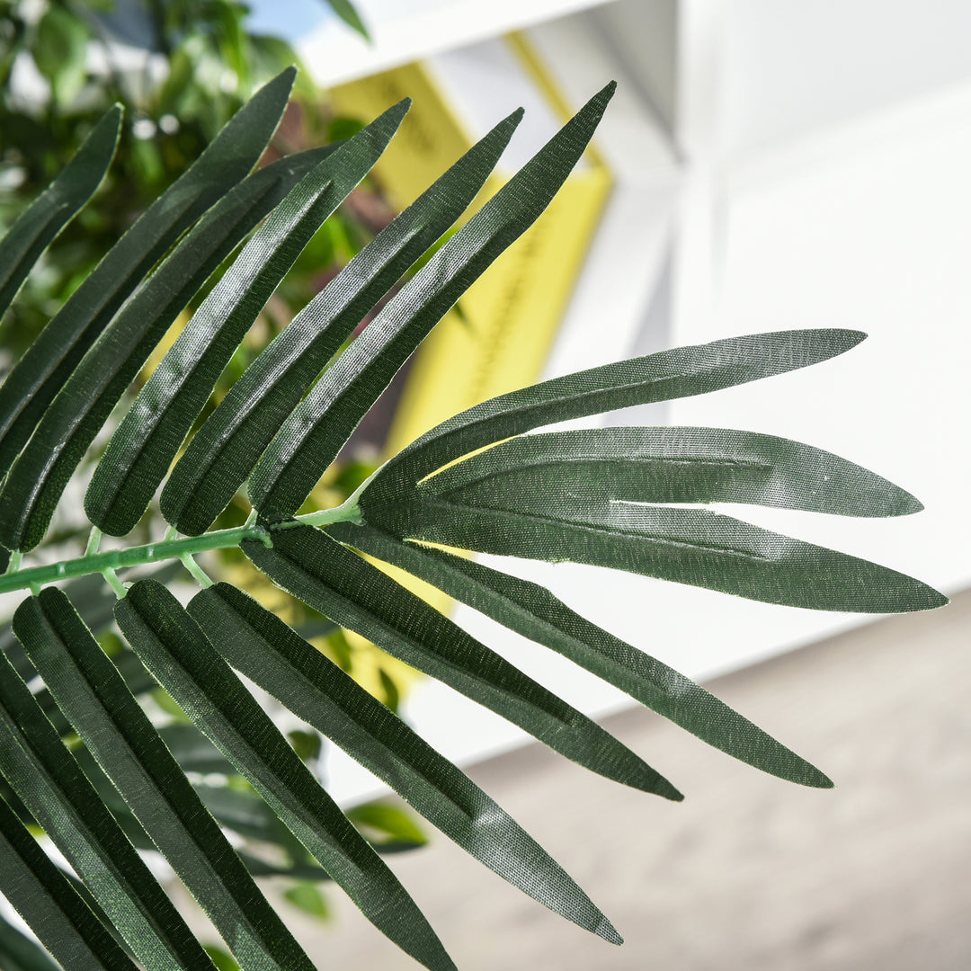 Kunstig palme, 125 cm høj, kunstig plante med 18 palmeblade i en potte til stue eller altan