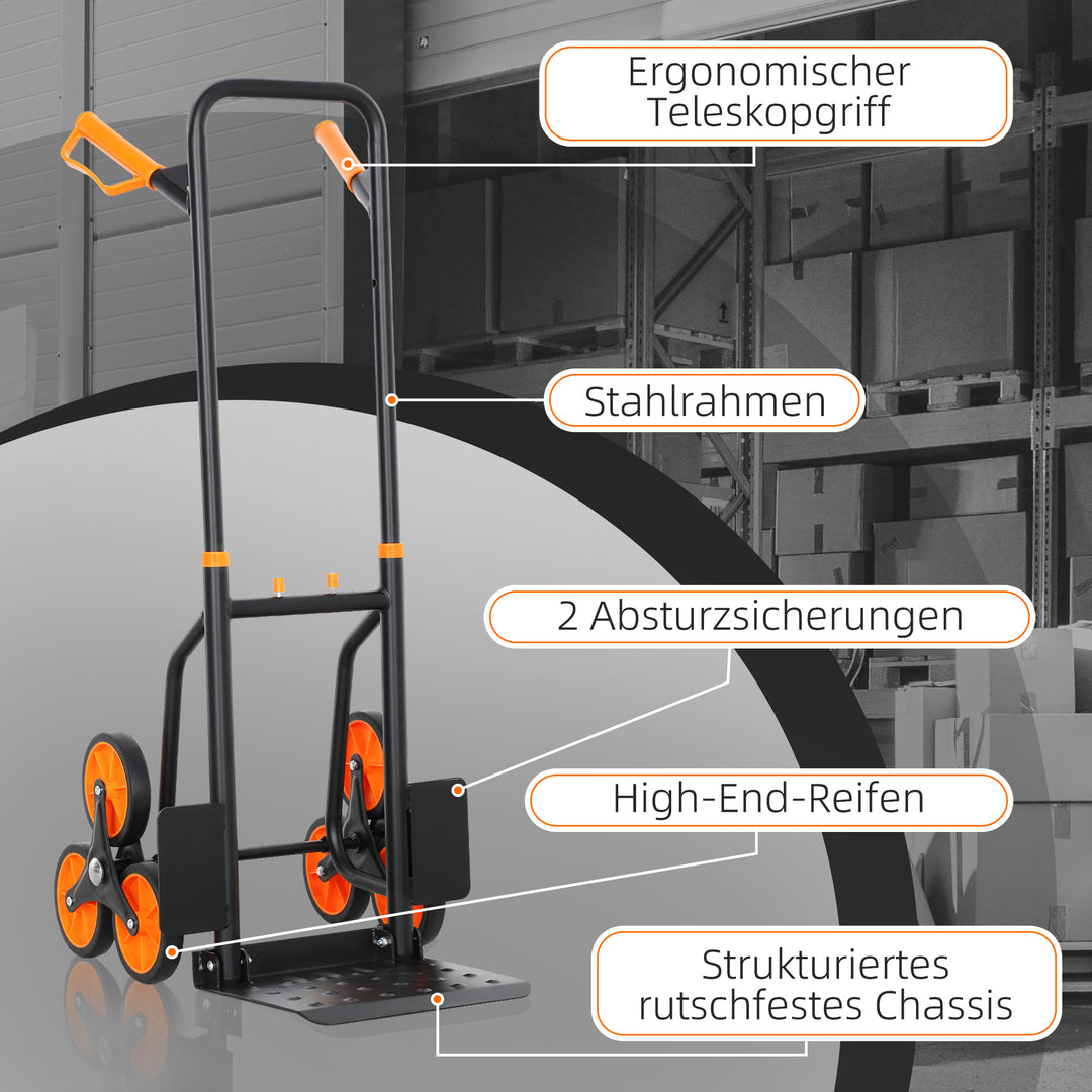 Trappevogn, foldbar transportvogn med stålramme, maks. 120 kg