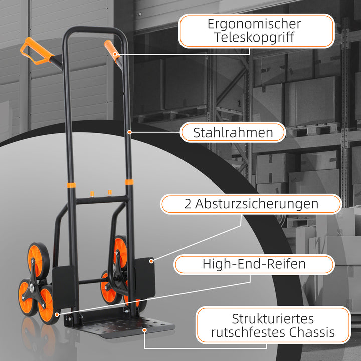Trappevogn, foldbar transportvogn med stålramme, maks. 120 kg