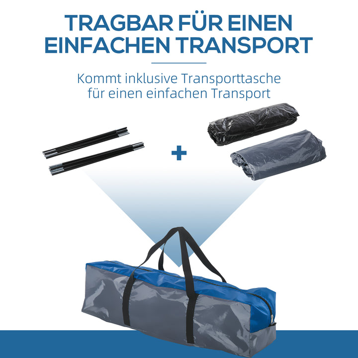 Campingtelt til 4 personer, helårsbrug, 3,00 x 2,50 x 1,30 m, blå og grå