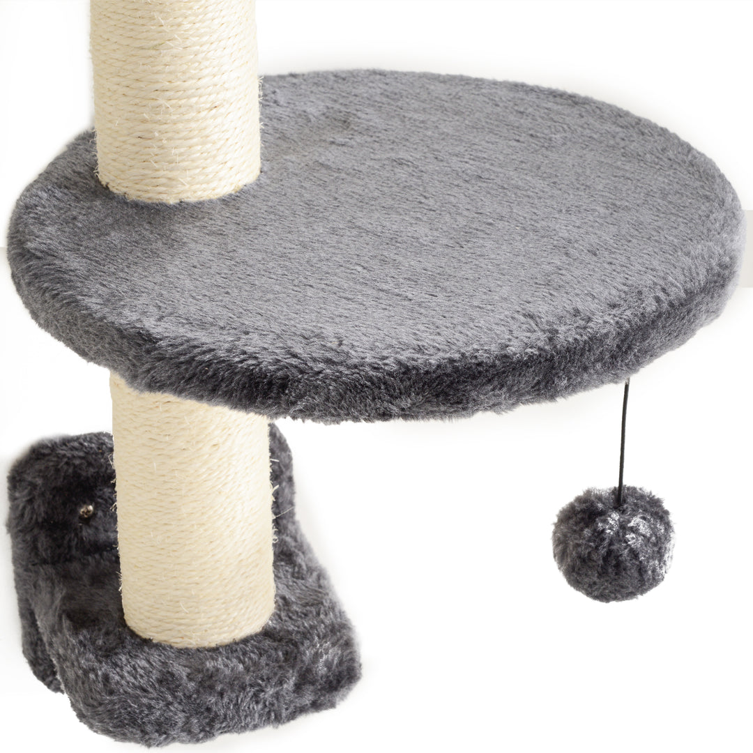 Klatrevæg til katte, 4-delt klatrevægsæt til katte med hængekøje, kattebro op til 5 kg, mørkegrå