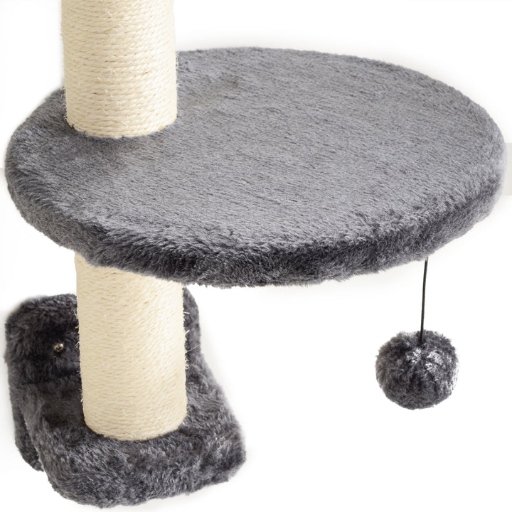 Klatrevæg til katte, 4-delt klatrevægsæt til katte med hængekøje, kattebro op til 5 kg, mørkegrå