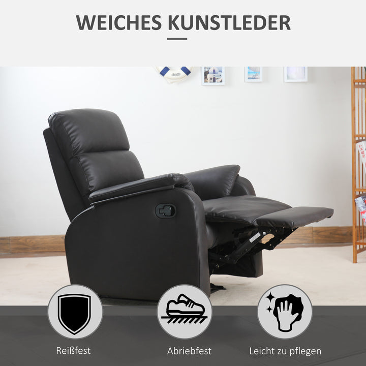 Afslappende stol tv-stol sofa lænestol hjørneskrivebord med cpu-stativ justerbar ergonomisk kunstlæder stål brun 75 x 92 x 99 cm