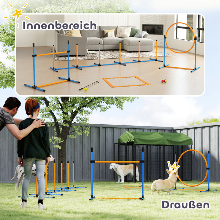 Agility set hunde 7-delt agilityudstyr til hundetræning plug-in forhindringssæt til legetræning
