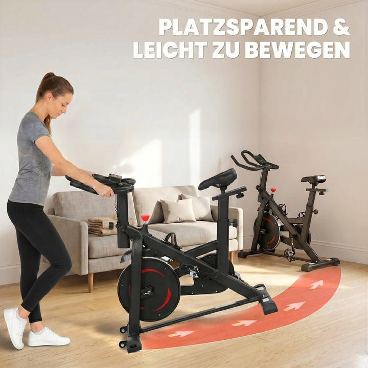 Motionscykel, højdejusterbar, med app, magnetisk modstand, justerbar LCD-skærm, styr, telefonholder