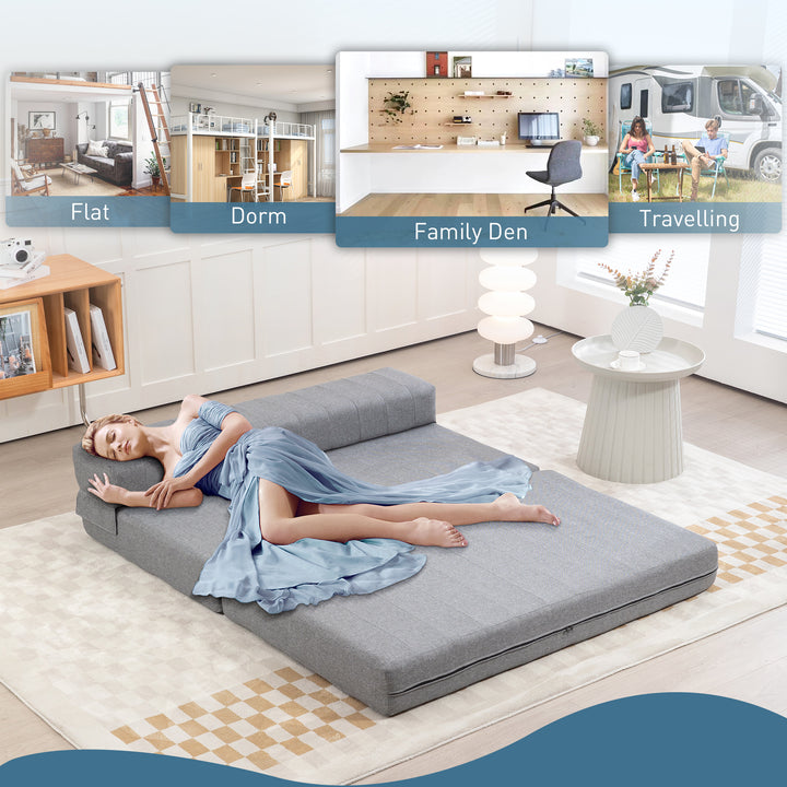 Klapstol med sengefunktion, gæsteseng, foldbar, op til 250 kg, 138 x 80 x 50 cm, grå