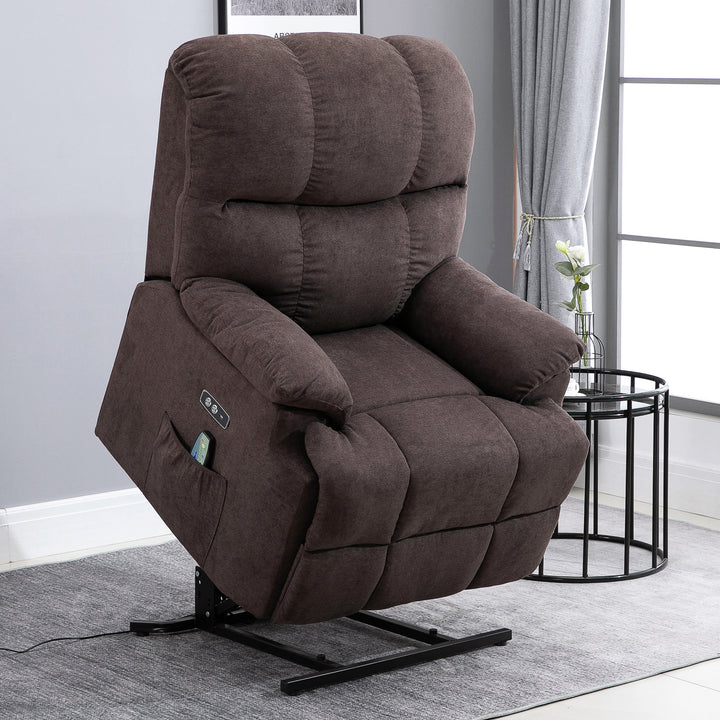 Massagestol med stand-up-hjælp, afslappende stol med stand-up-hjælp, inklusive fjernbetjening, usb-interface, brun