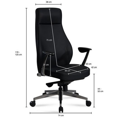 Kontorstol, lederstol, moderne-look, imiteret læder, ergonomisk, sort