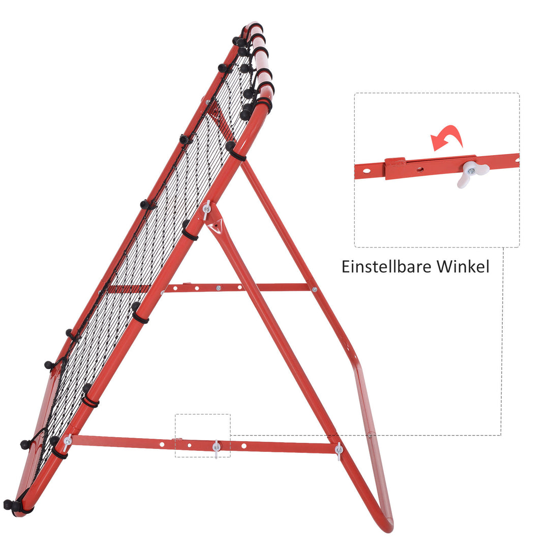 Rebounder til fodbold, rebound wall rebound net, metalrør med pe-stof, kickback rebound wall til baseball basketball, fodboldmål til ungdomstræning 96x80x96cm, rød
