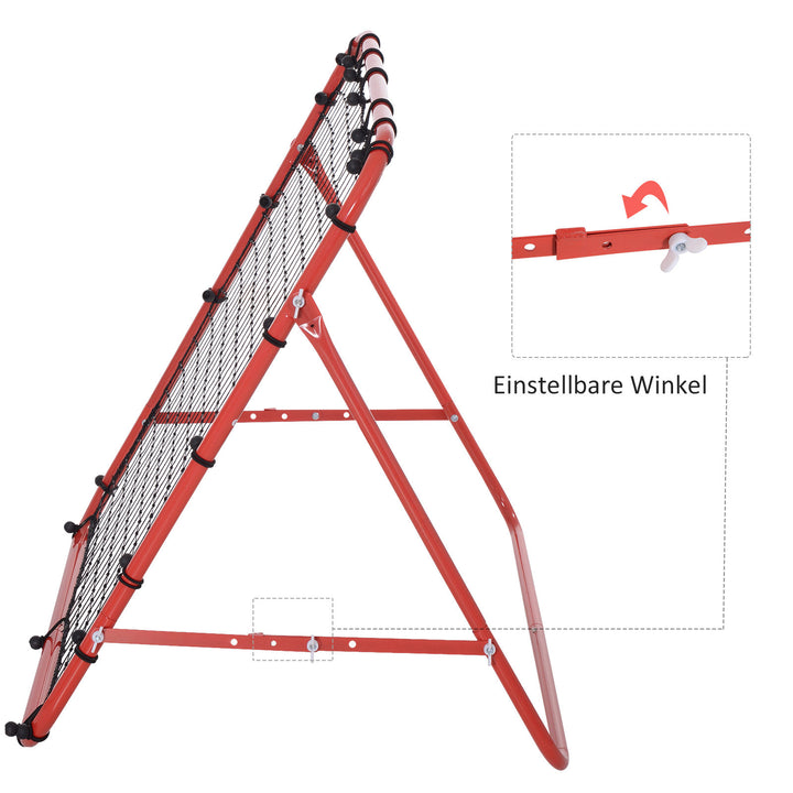 Rebounder til fodbold, rebound wall rebound net, metalrør med pe-stof, kickback rebound wall til baseball basketball, fodboldmål til ungdomstræning 96x80x96cm, rød