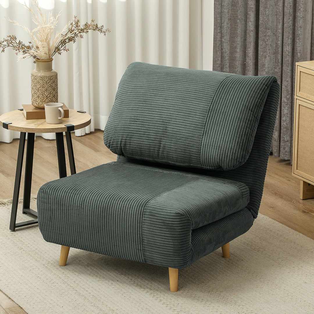 2-i-1 sovesofa gæsteseng, justerbar nakkestøtte, fløjlslook, 82 cm x 87 cm x 89 cm, grøn