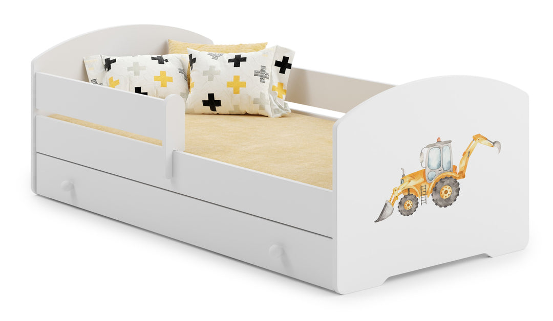 Børneseng Luk 160x80 med skuffe - Gravemaskine