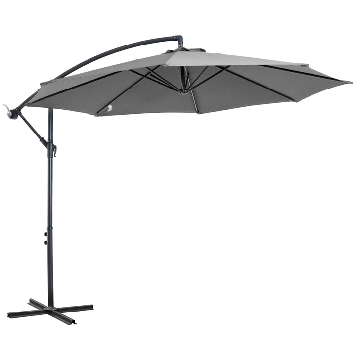 Parasol med håndsving vejrbestandig 2,95 m x 2,95 m x 2,45 m polyester stål sort