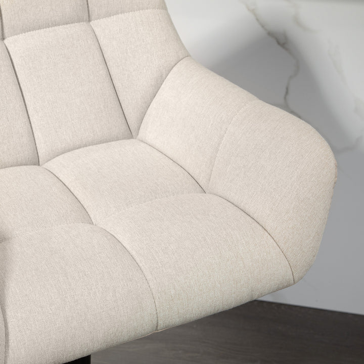 Barstolsæt med 2, retro design, højdejusterbar, kunstlæder, linnedlook, creme + sort