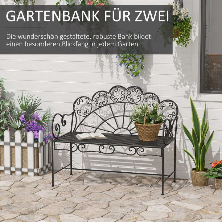 2-personers havebænk, robust, rustfri parkbænk, havemøbler til terrasse, have og generelle udendørsområder, 107 cm x 55,5 cm x 90,5 cm, sort