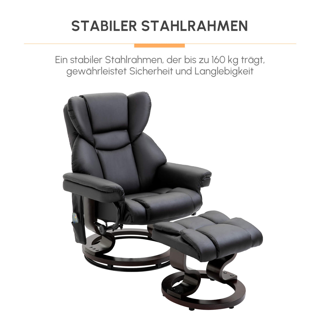 Afslappende lænestol med massagefunktion fodskammel lænefunktion kunstlæder 79 x 82 x 101 cm