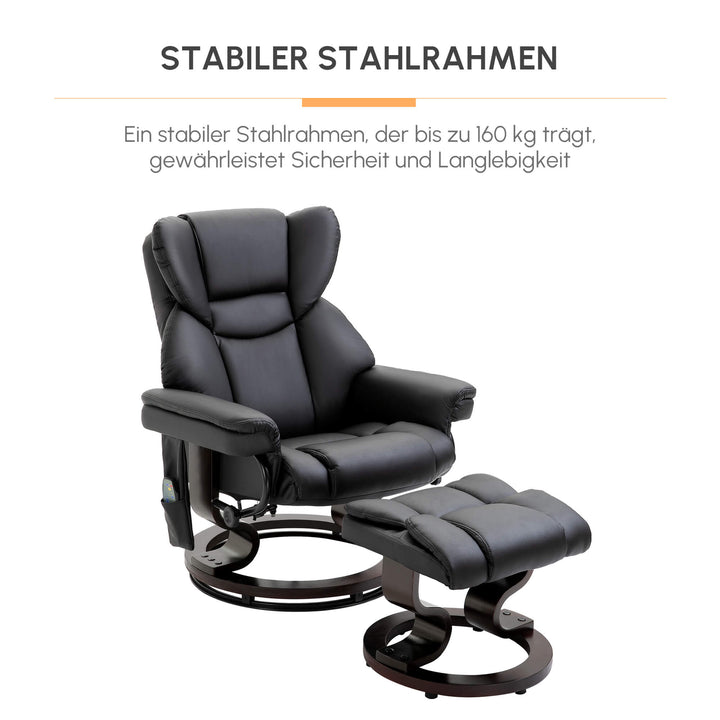 Afslappende lænestol med massagefunktion fodskammel lænefunktion kunstlæder 79 x 82 x 101 cm
