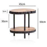 Sidebord i træskive-look, 45x45x50 cm, massivt træ / metal