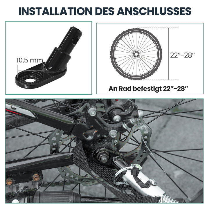 Cykeltrailer, 170 liter, cargo trailer med kobling, presenning, 51 cm hurtigudløser, luftdæk, op til 40 kg