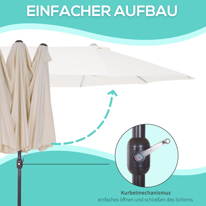 Xxl parasol med håndsving vejrbestandig 455 cm x 270 cm x 240 cm stål polyester beige