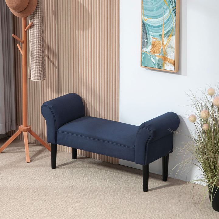 Polstret bænk til soveværelse og entré, bæreevne op til 130 kg, 102 x 36 x 51 cm, blå