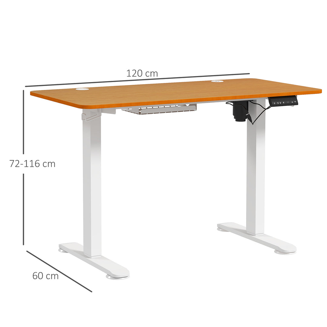 Hæve-sænkebord, højdejusterbart, 120x60x72-116 cm, natur/hvid