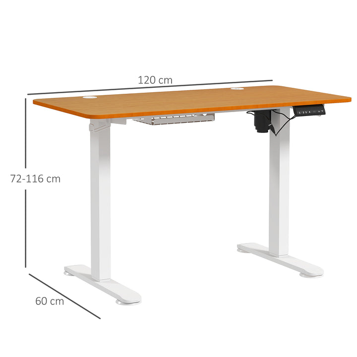 Hæve-sænkebord, højdejusterbart, 120x60x72-116 cm, natur/hvid