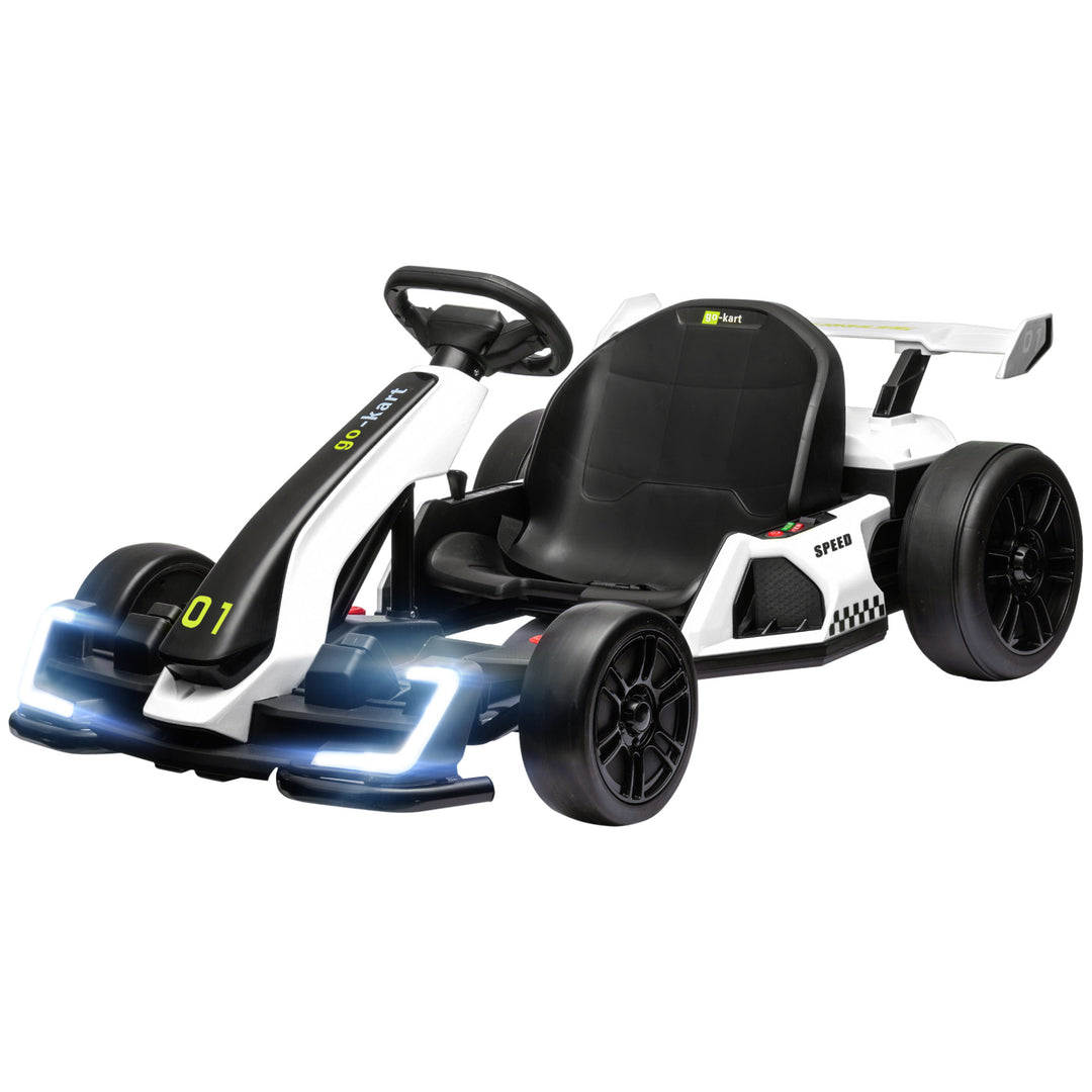 24V elektrisk gokart til børn med driftfunktion, 6-12 år, hvid