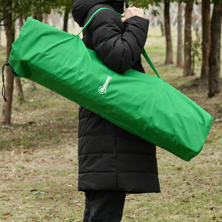 Campingseng, klapseng med sidelomme og kopholder, lasteevne op til 136 kg, stål oxford grøn + sort, 190 x 65 x 40 cm