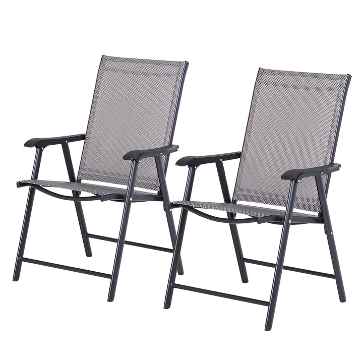 Klapstol med armlæn sæt med 2 campingstole fiskestol metalgrå 58 x 64 x 94 cm