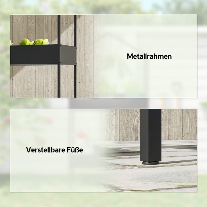 2-etagers husformet plantestativ, 150 cm højt, blomsterstativ med kroge, metal, sort