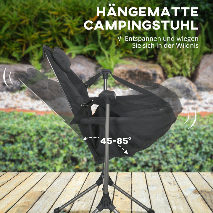 Foldbar campinggyngestol med justerbar ryglæn, aluminiumsramme, 54 x 100 x 101 cm, sort