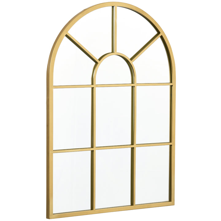 Vinduesspejl med metalramme, 70 x 2 x 50 cm, guldfarvet