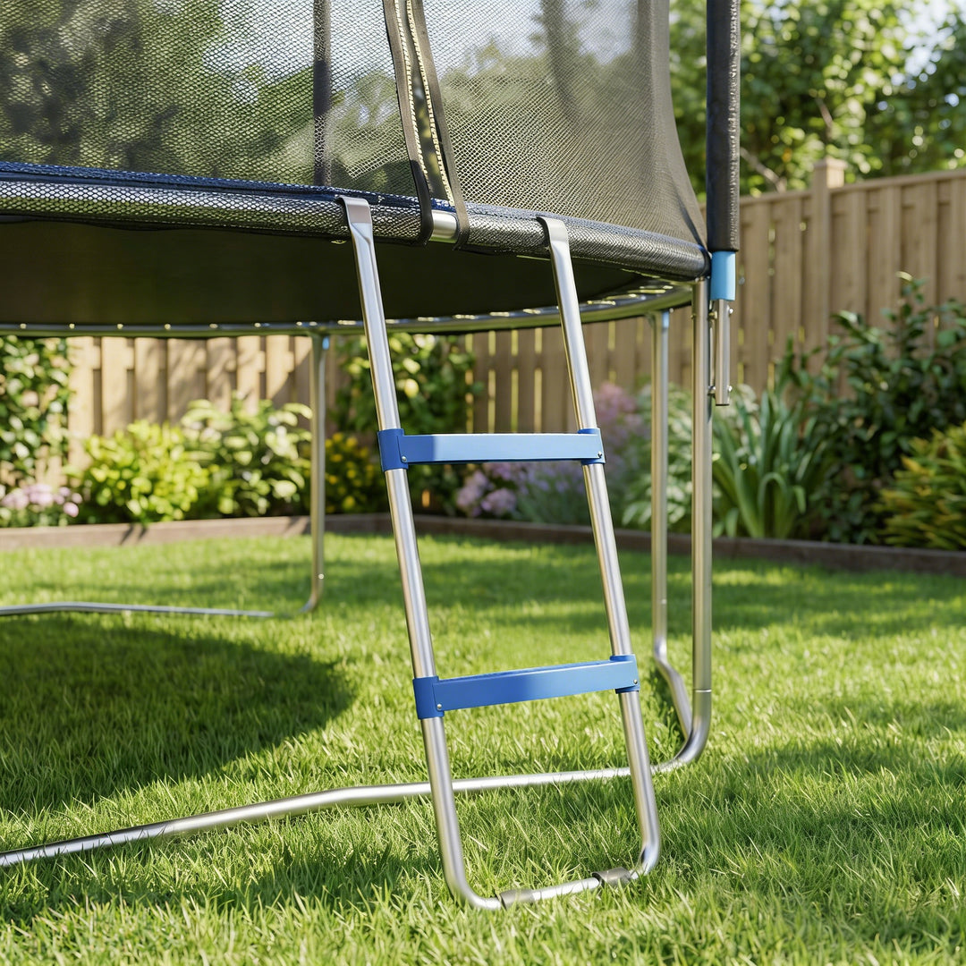 Trampolinstige 32/63 cm 2 trin Indstigningsstige Trampolinstige op til 150 kg med galvaniseret stålramme Blå