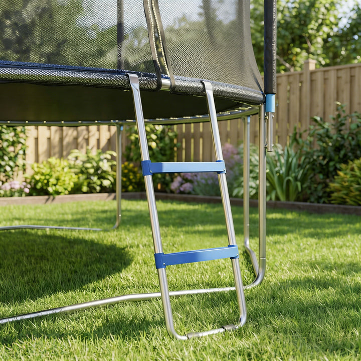 Trampolinstige 32/63 cm 2 trin Indstigningsstige Trampolinstige op til 150 kg med galvaniseret stålramme Blå