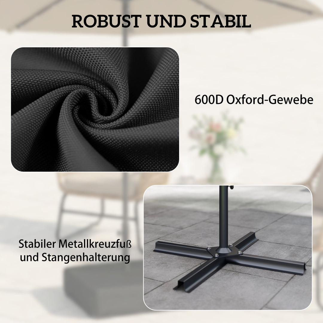 Parasolfod, 80 kg sandfyldning, robust stativ til fritstående parasoller og 48 mm stænger, sort