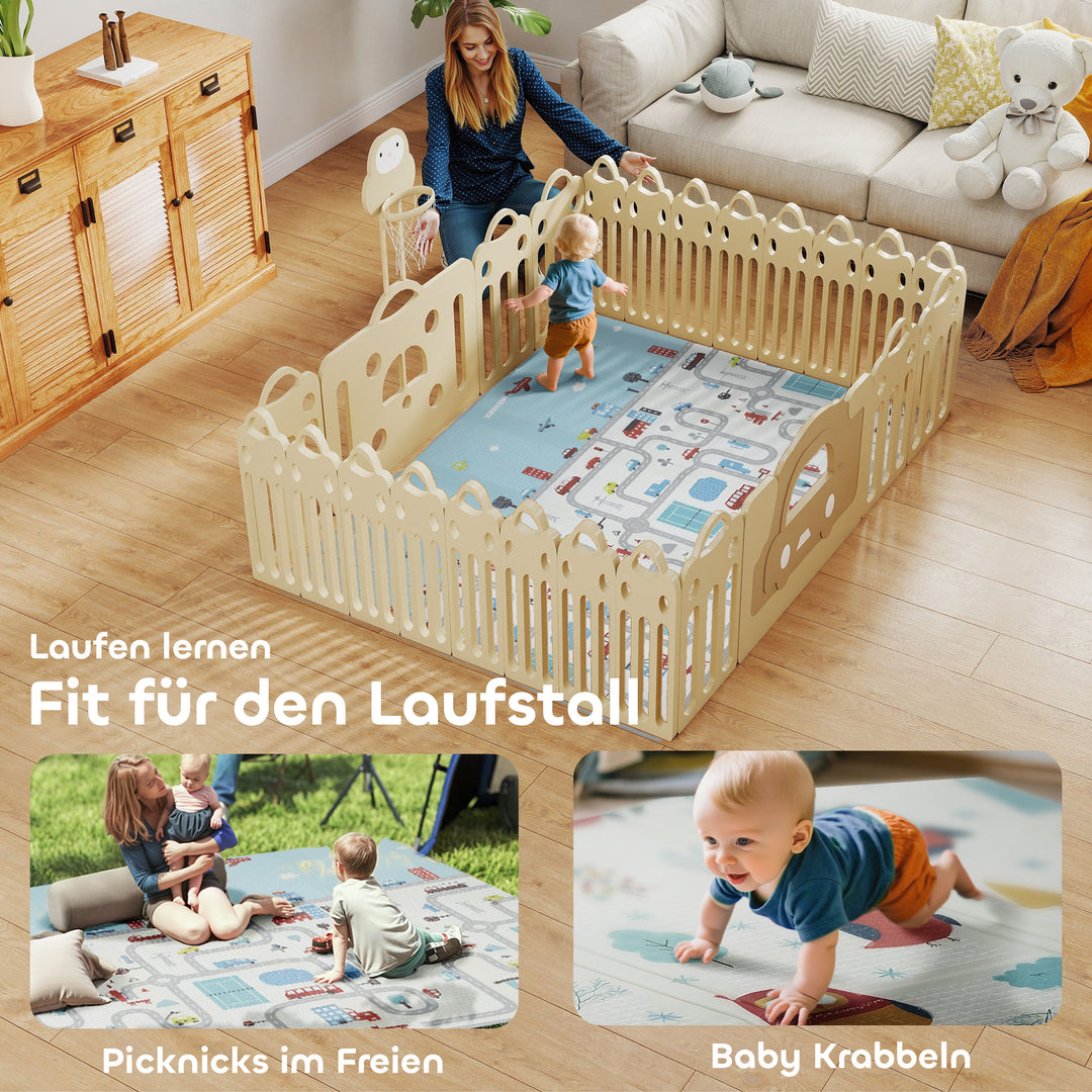 Babylegemåtte, dyremønster, skum, 1,5 cm tyk polstring, skridsikker