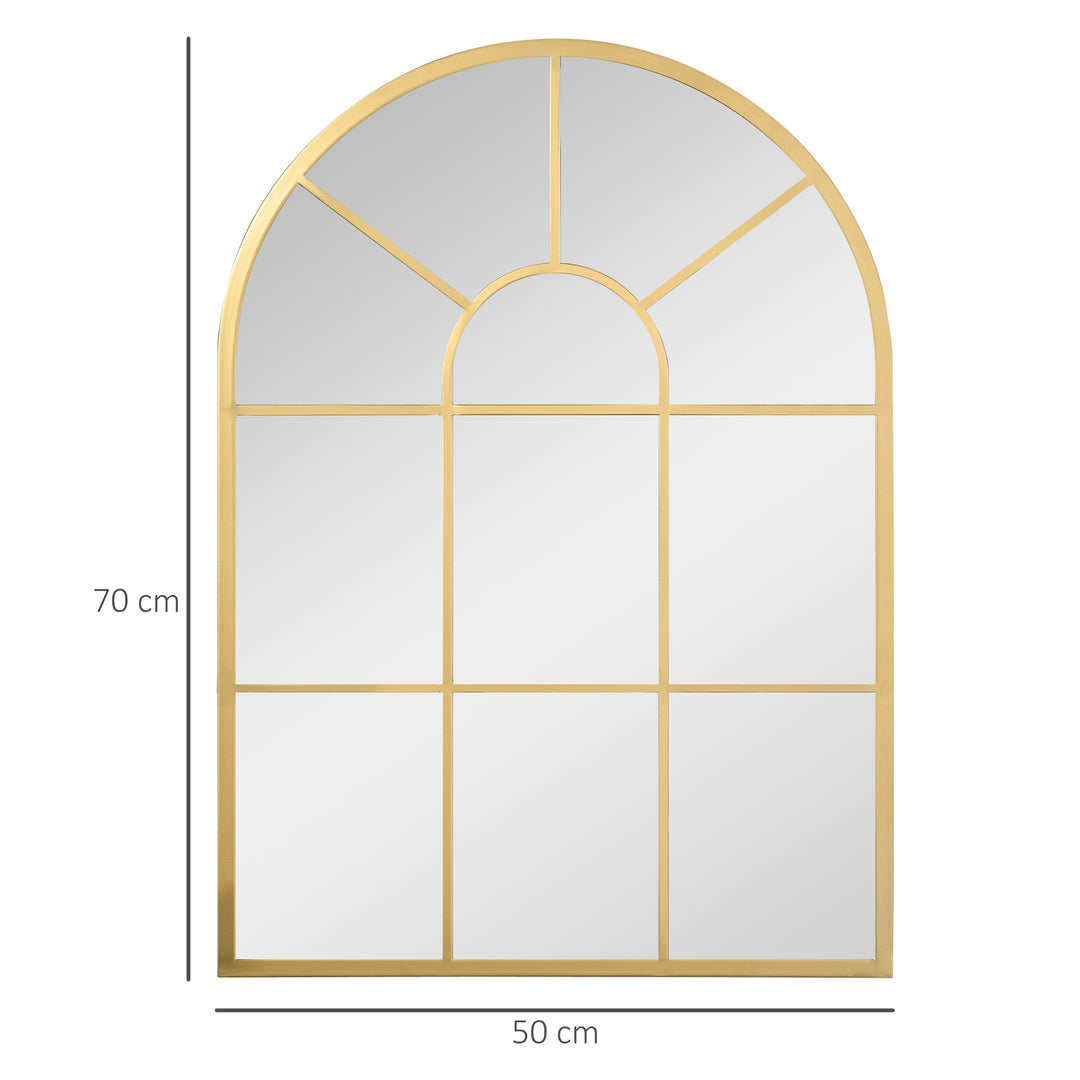 Vinduesspejl med metalramme, 70 x 2 x 50 cm, guldfarvet