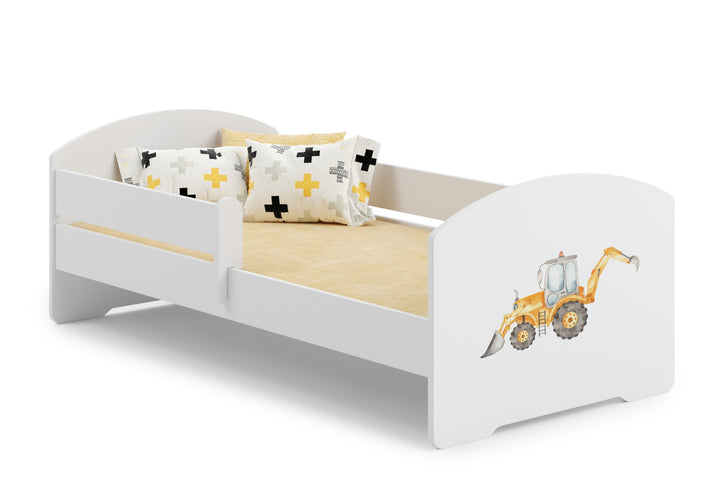 Børneseng LUK 160x80 med gelænder - Gravemaskine