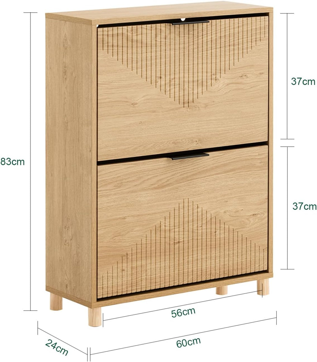 Smalt skoskab i trælook, pladsbesparende, op til 8 par sko, inkl. vippefunktion, 60 × 88 × 24 cm