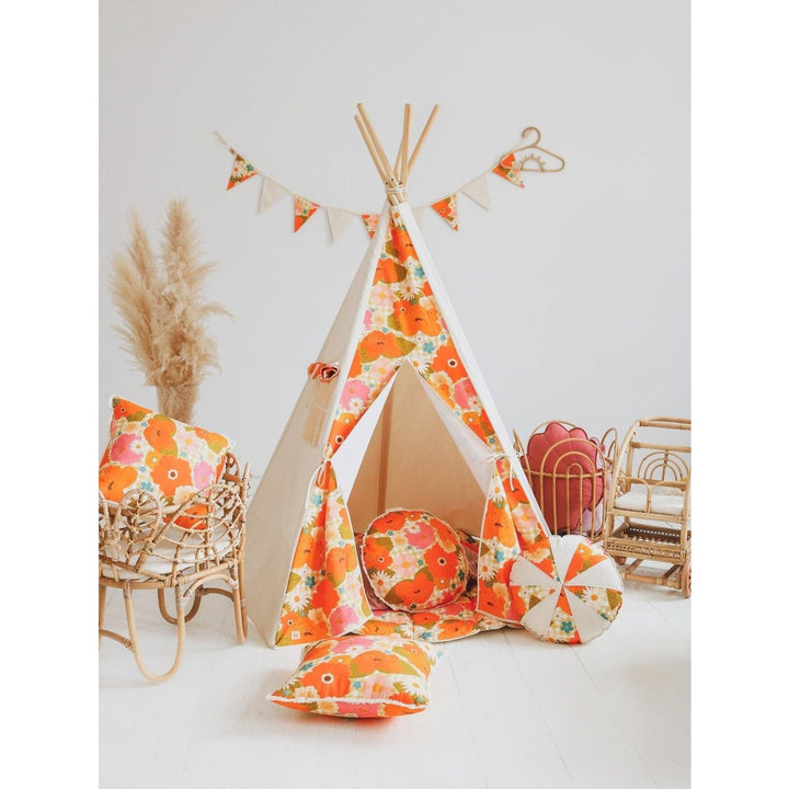 "Picnic med blomster" Rund pude