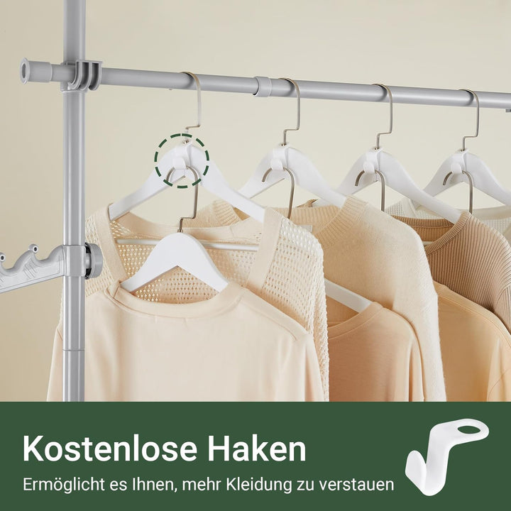 Teleskopisk tøjstativ, robust tøjstang, justerbar åben garderobe til soveværelse, garderobestativ, lysegrå