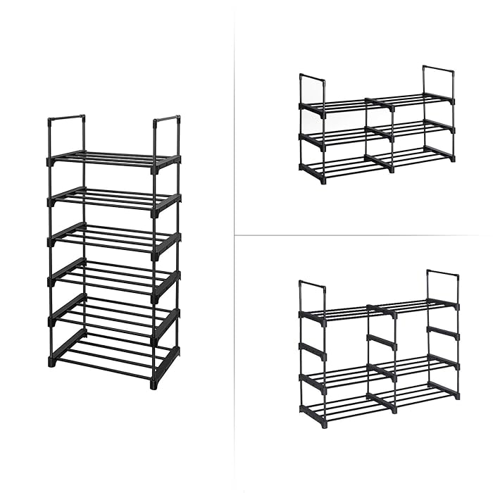 Giv skoene et hjem! Justerbar skoreol i 6 etager, sort